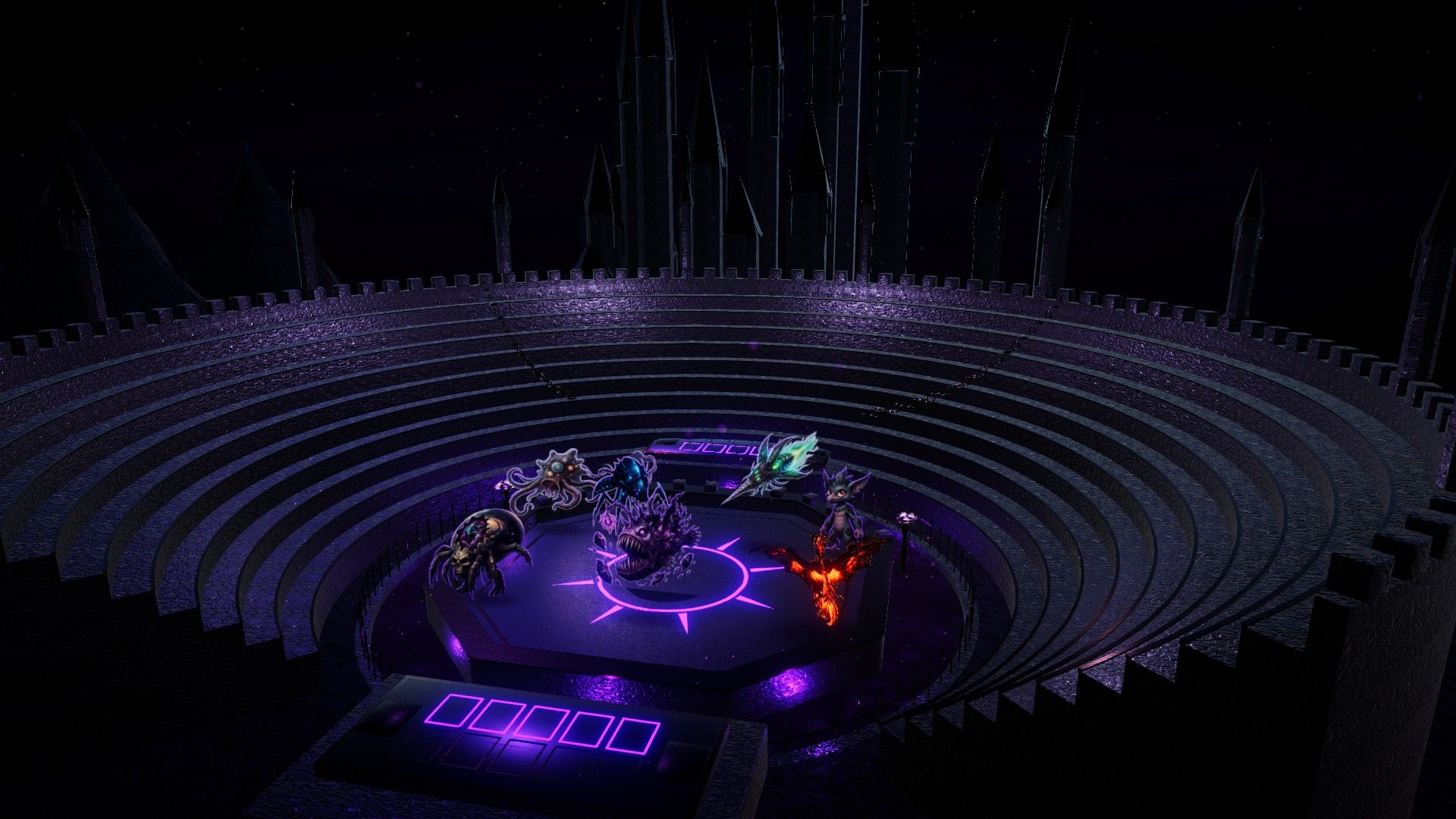 Dark arena with a violet ring