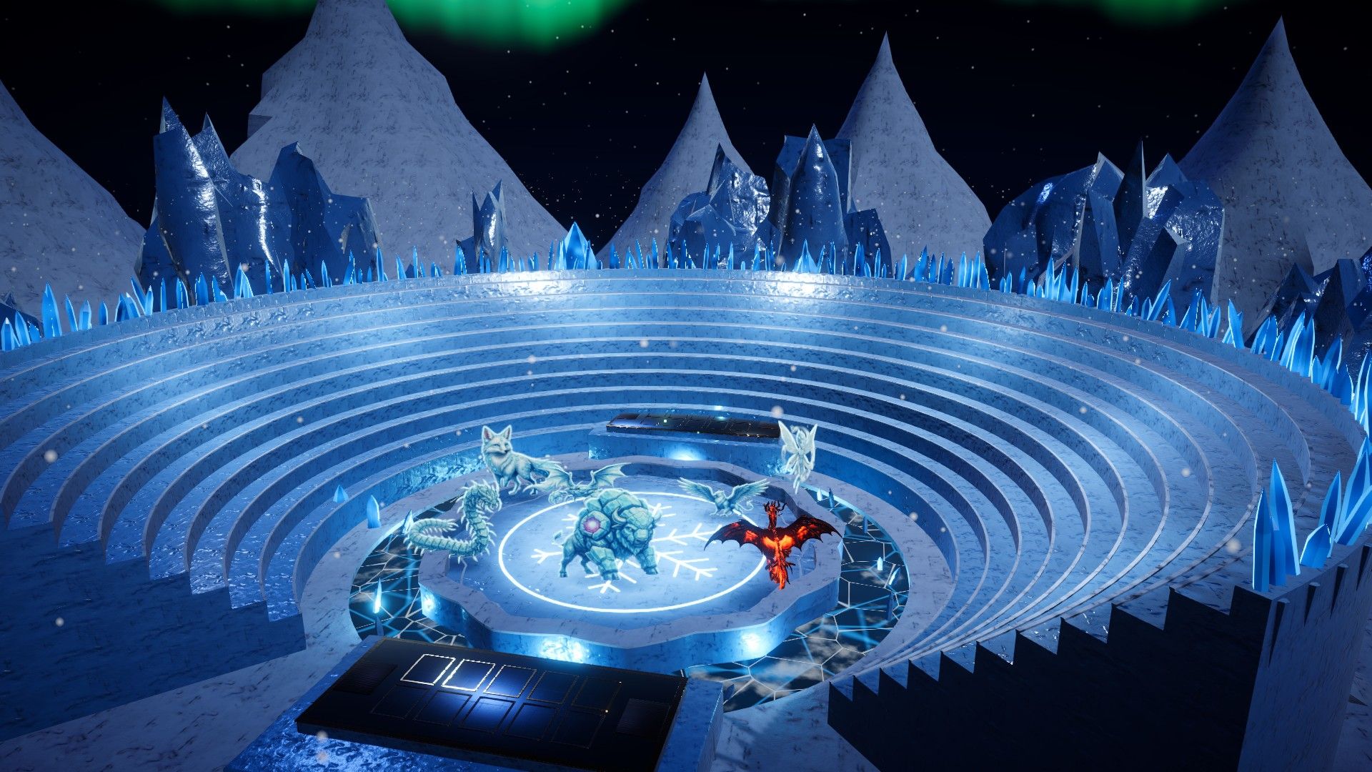 Ice arena with crystal spires