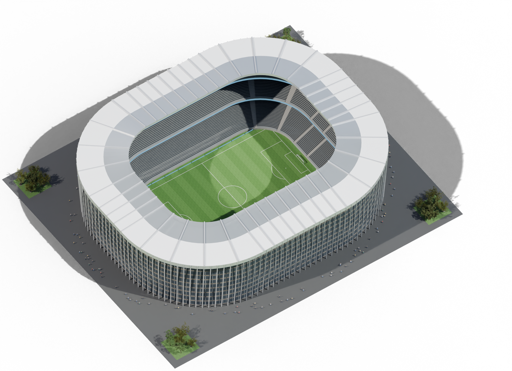 Isometric render of the fully built club stadium